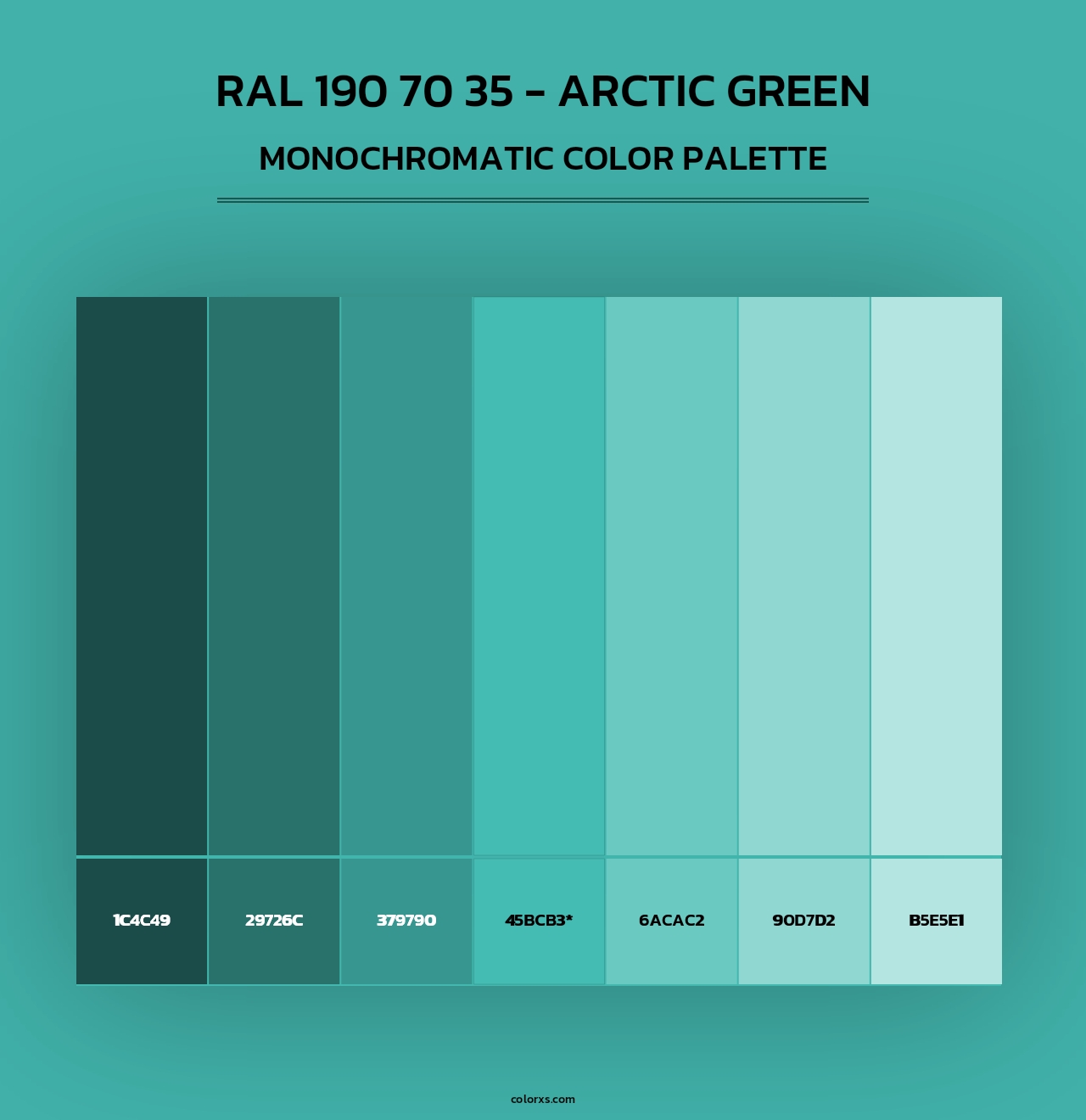 RAL 190 70 35 - Arctic Green - Monochromatic Color Palette