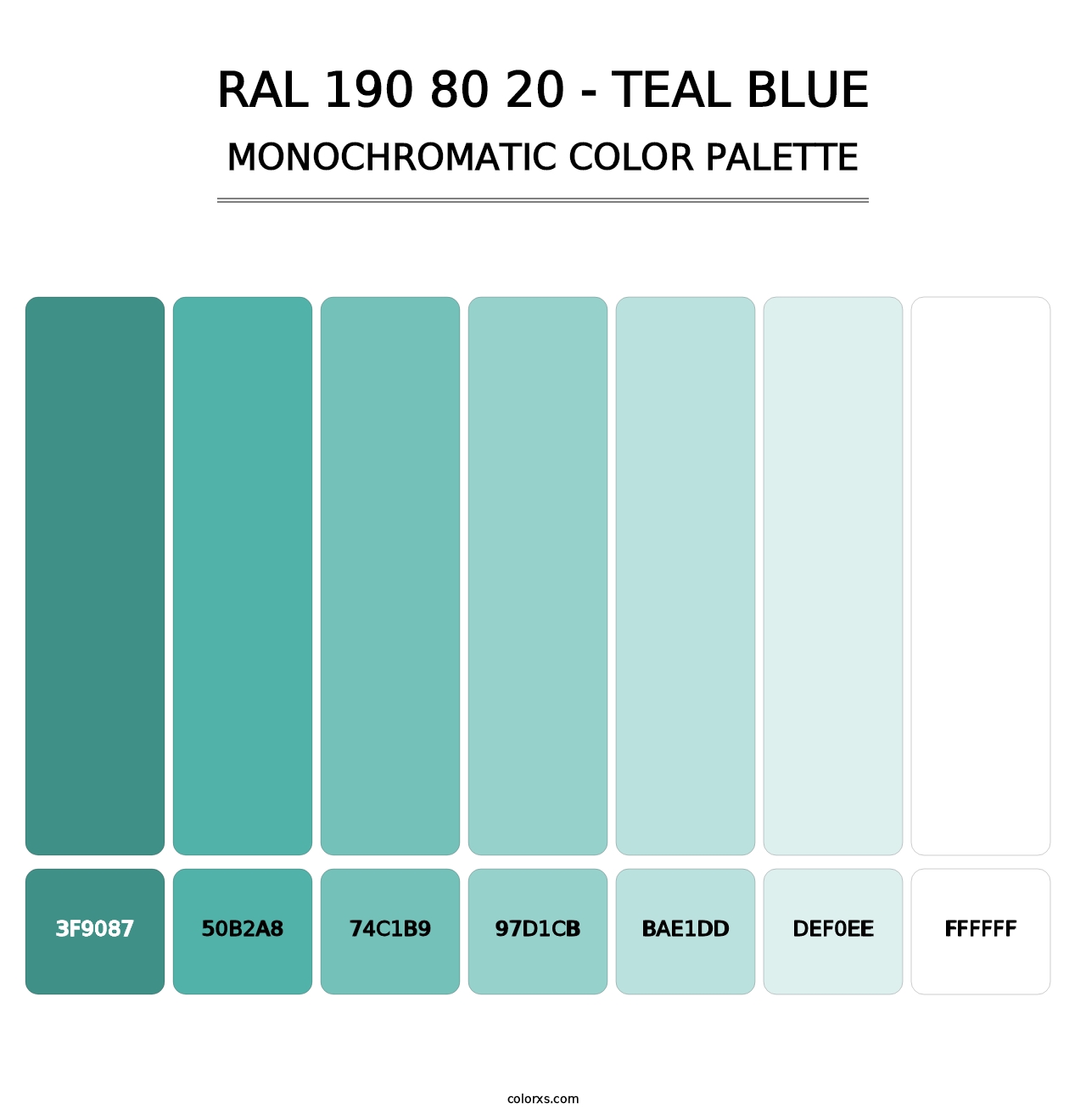 RAL 190 80 20 - Teal Blue - Monochromatic Color Palette