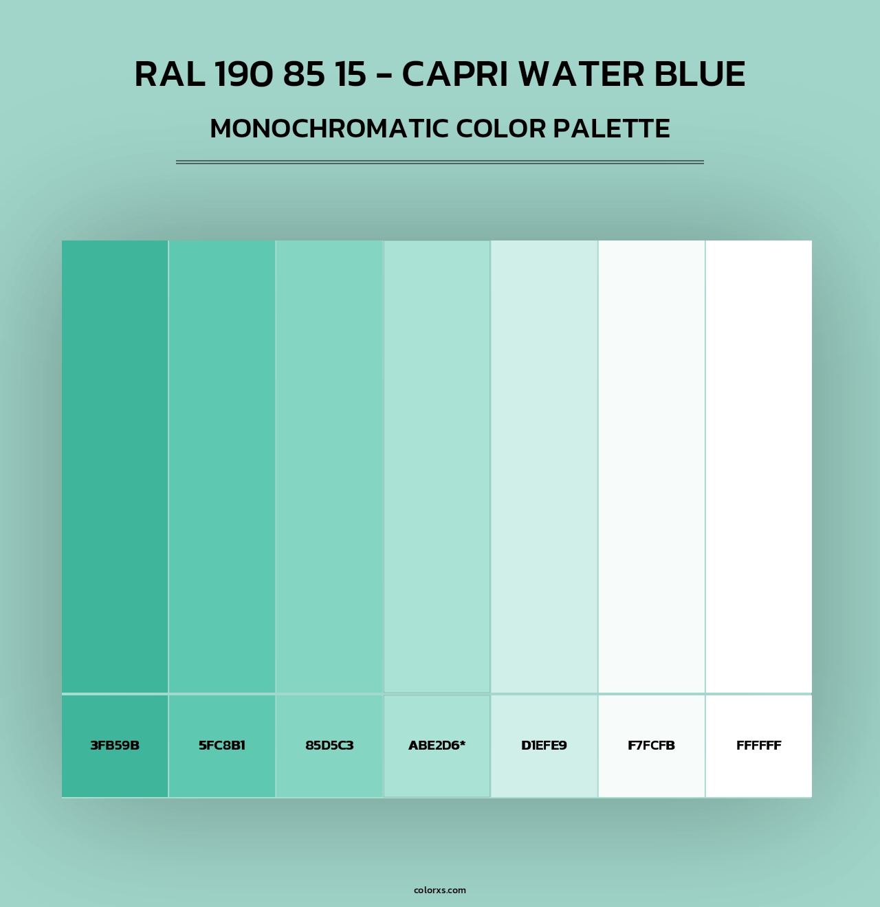 RAL 190 85 15 - Capri Water Blue - Monochromatic Color Palette