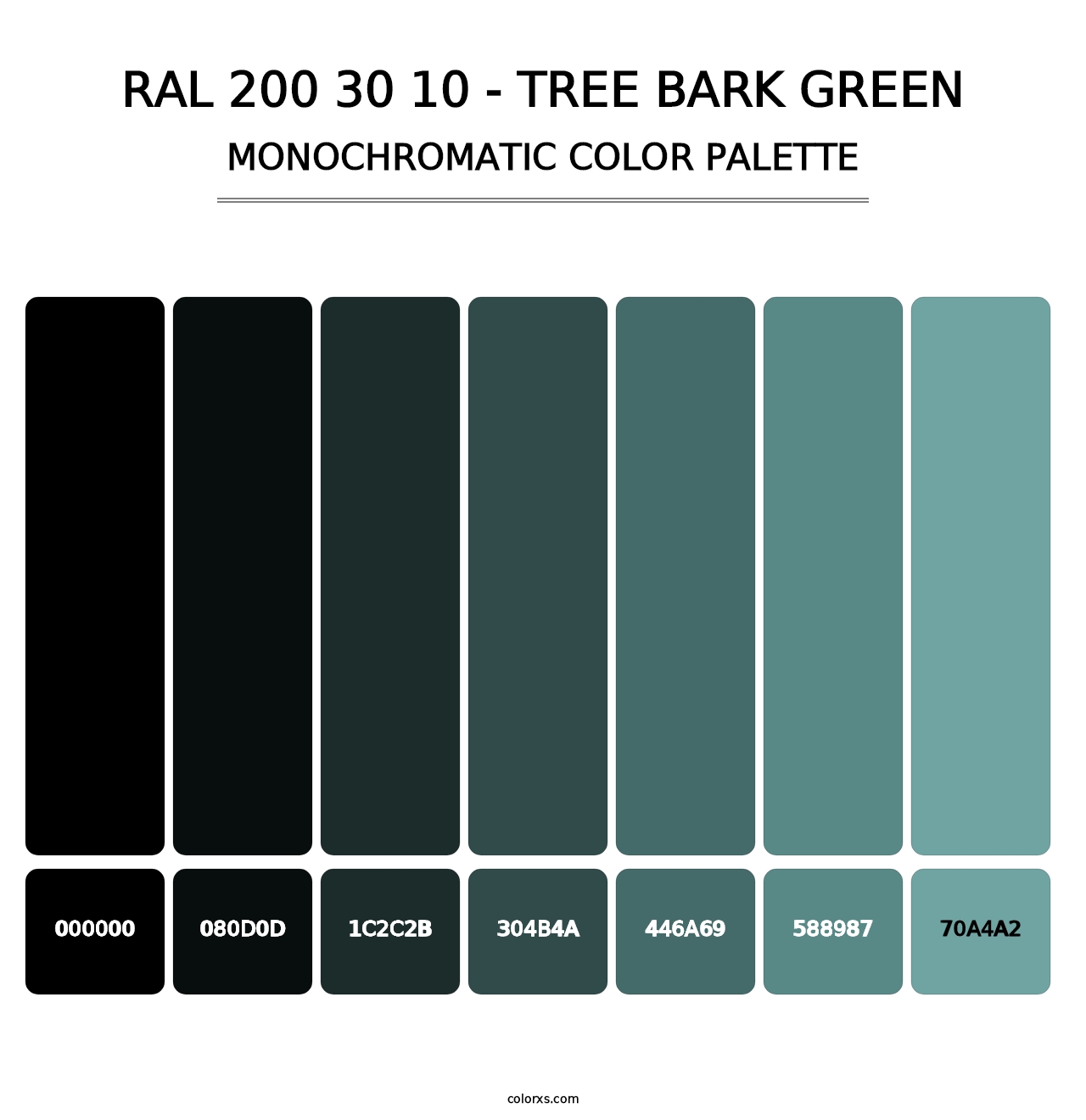 RAL 200 30 10 - Tree Bark Green - Monochromatic Color Palette