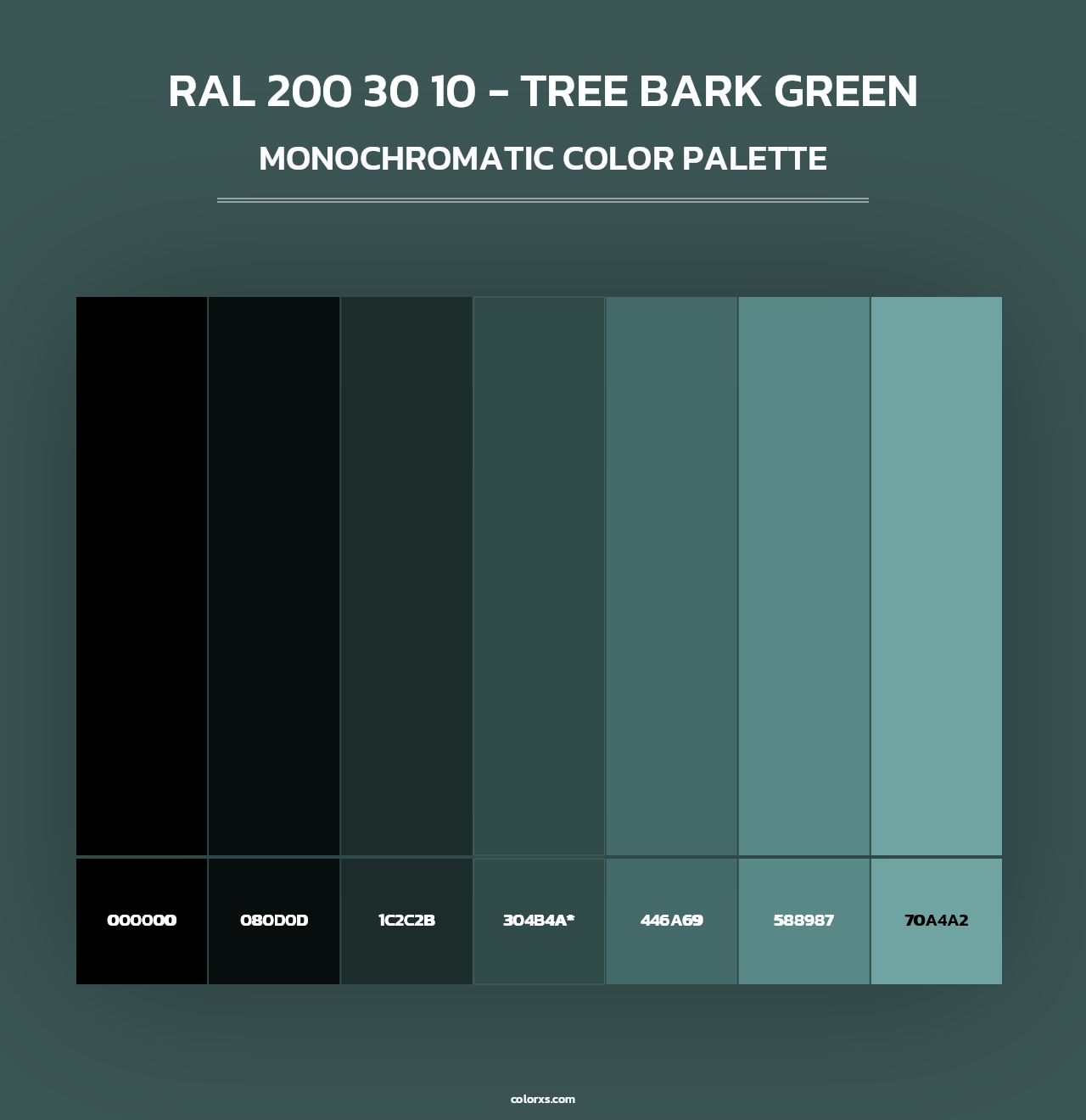 RAL 200 30 10 - Tree Bark Green - Monochromatic Color Palette