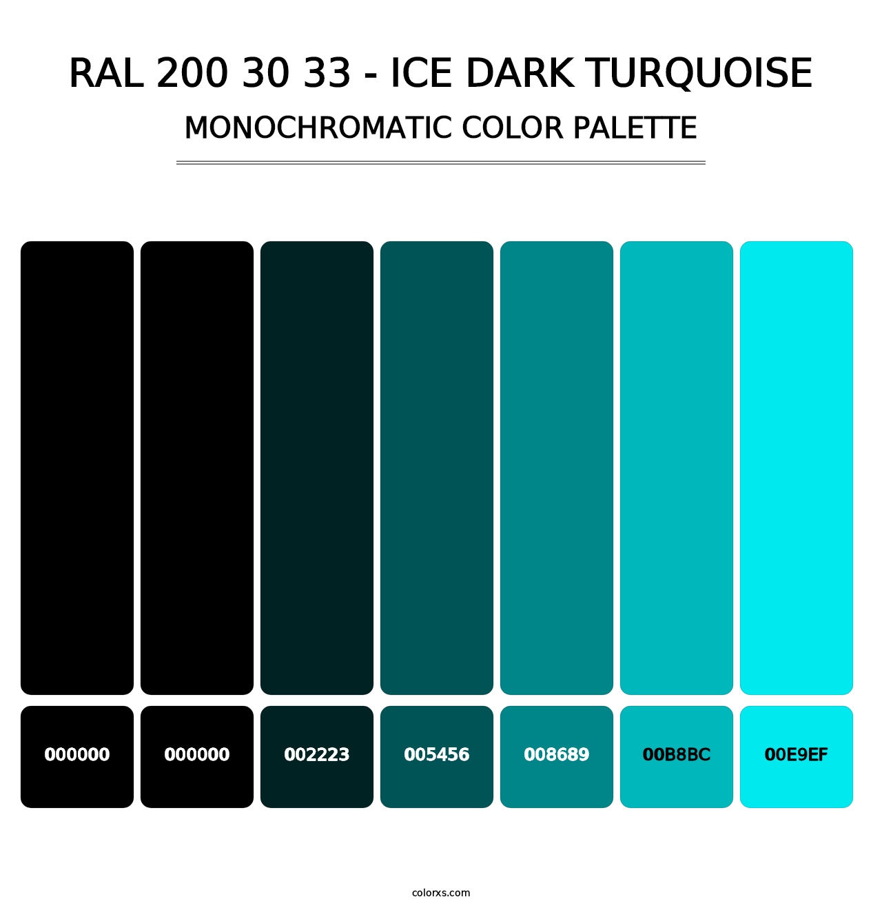 RAL 200 30 33 - Ice Dark Turquoise - Monochromatic Color Palette