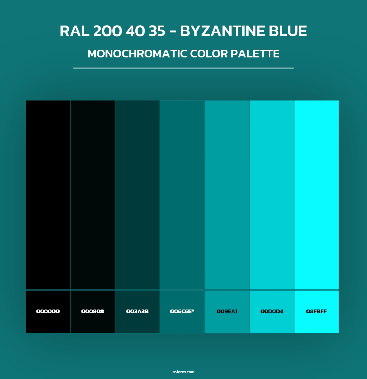 RAL 200 40 35 - Byzantine Blue - Monochromatic Color Palette