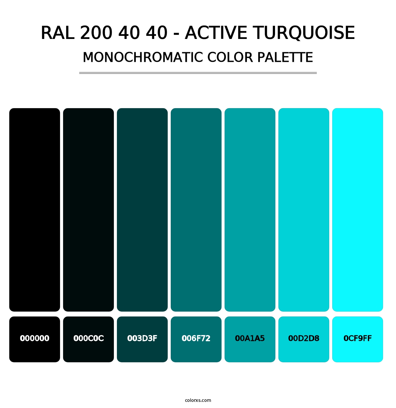 RAL 200 40 40 - Active Turquoise - Monochromatic Color Palette