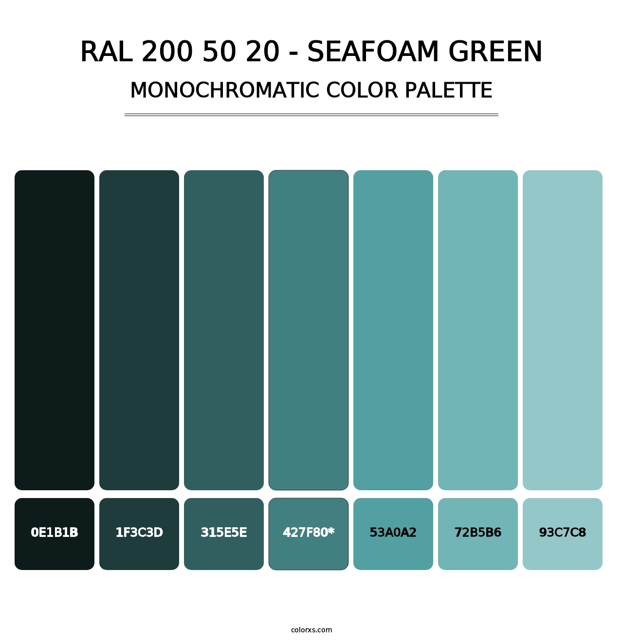 RAL 200 50 20 - Seafoam Green - Monochromatic Color Palette