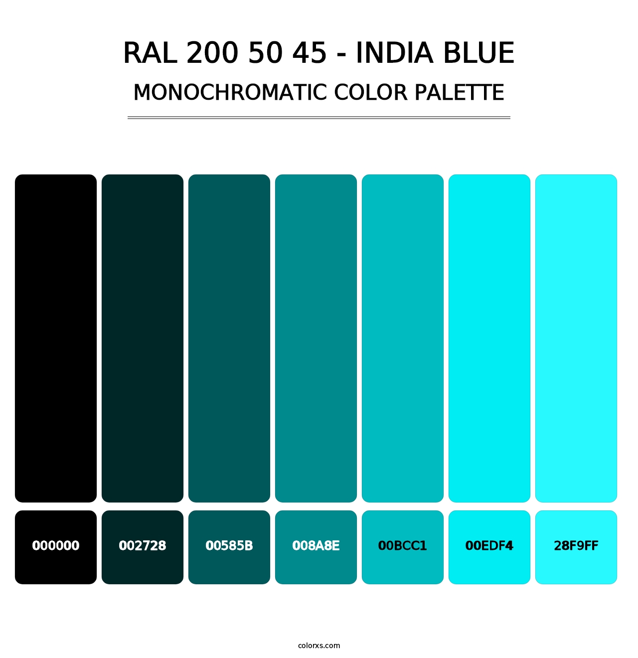 RAL 200 50 45 - India Blue - Monochromatic Color Palette