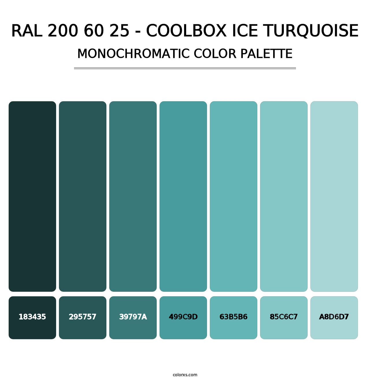 RAL 200 60 25 - Coolbox Ice Turquoise - Monochromatic Color Palette