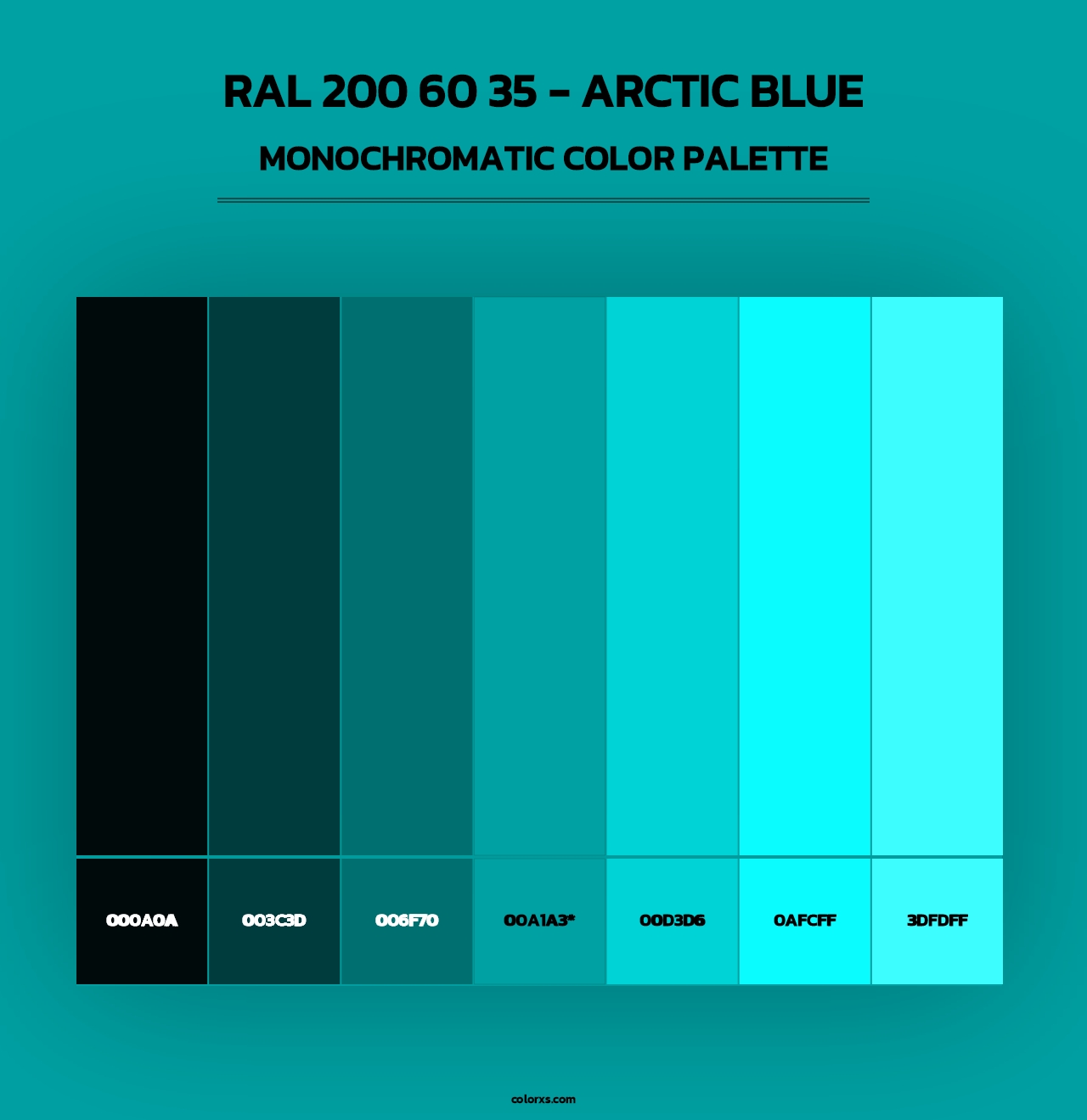RAL 200 60 35 - Arctic Blue - Monochromatic Color Palette