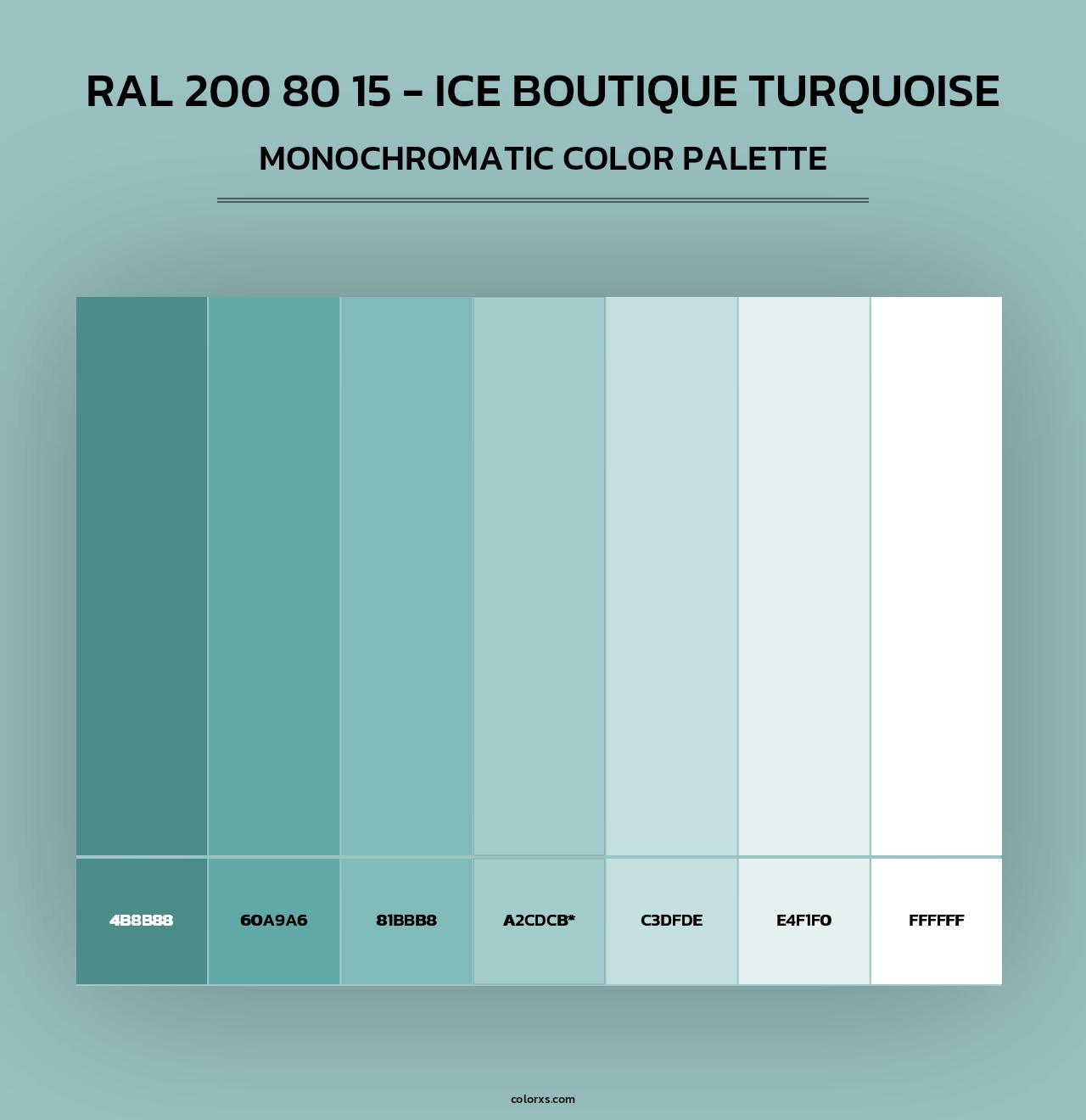 RAL 200 80 15 - Ice Boutique Turquoise - Monochromatic Color Palette