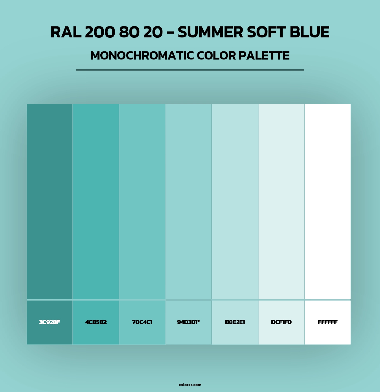 RAL 200 80 20 - Summer Soft Blue - Monochromatic Color Palette