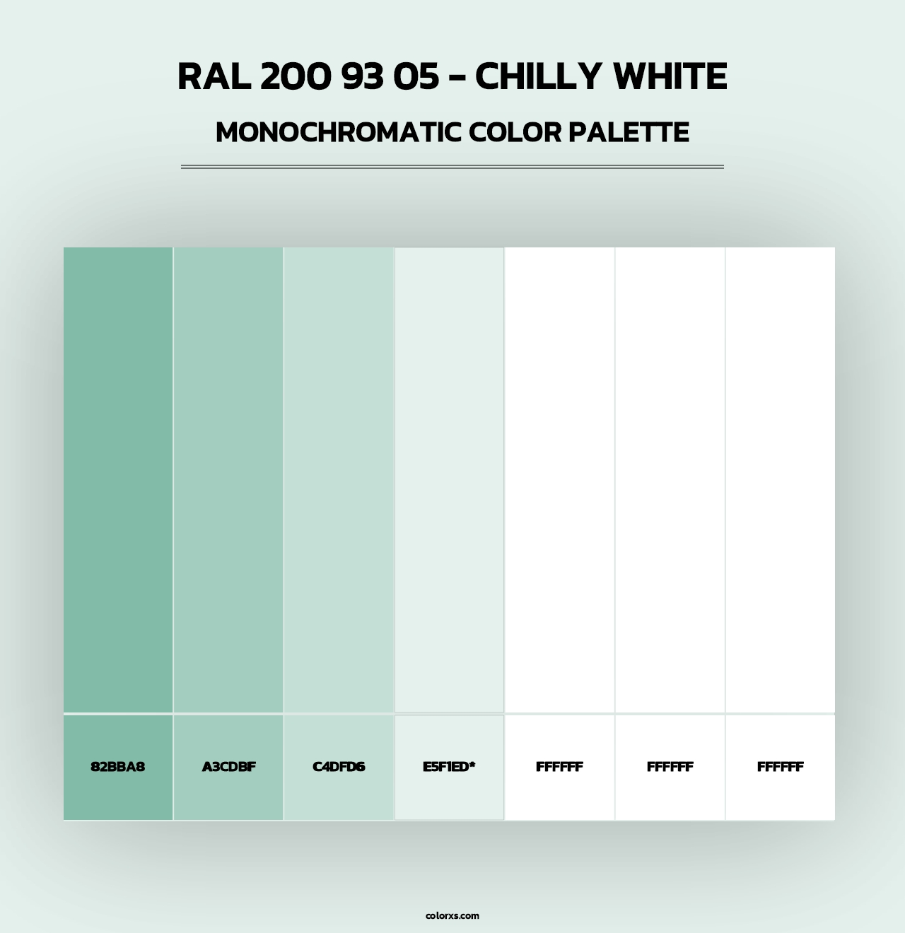 RAL 200 93 05 - Chilly White - Monochromatic Color Palette