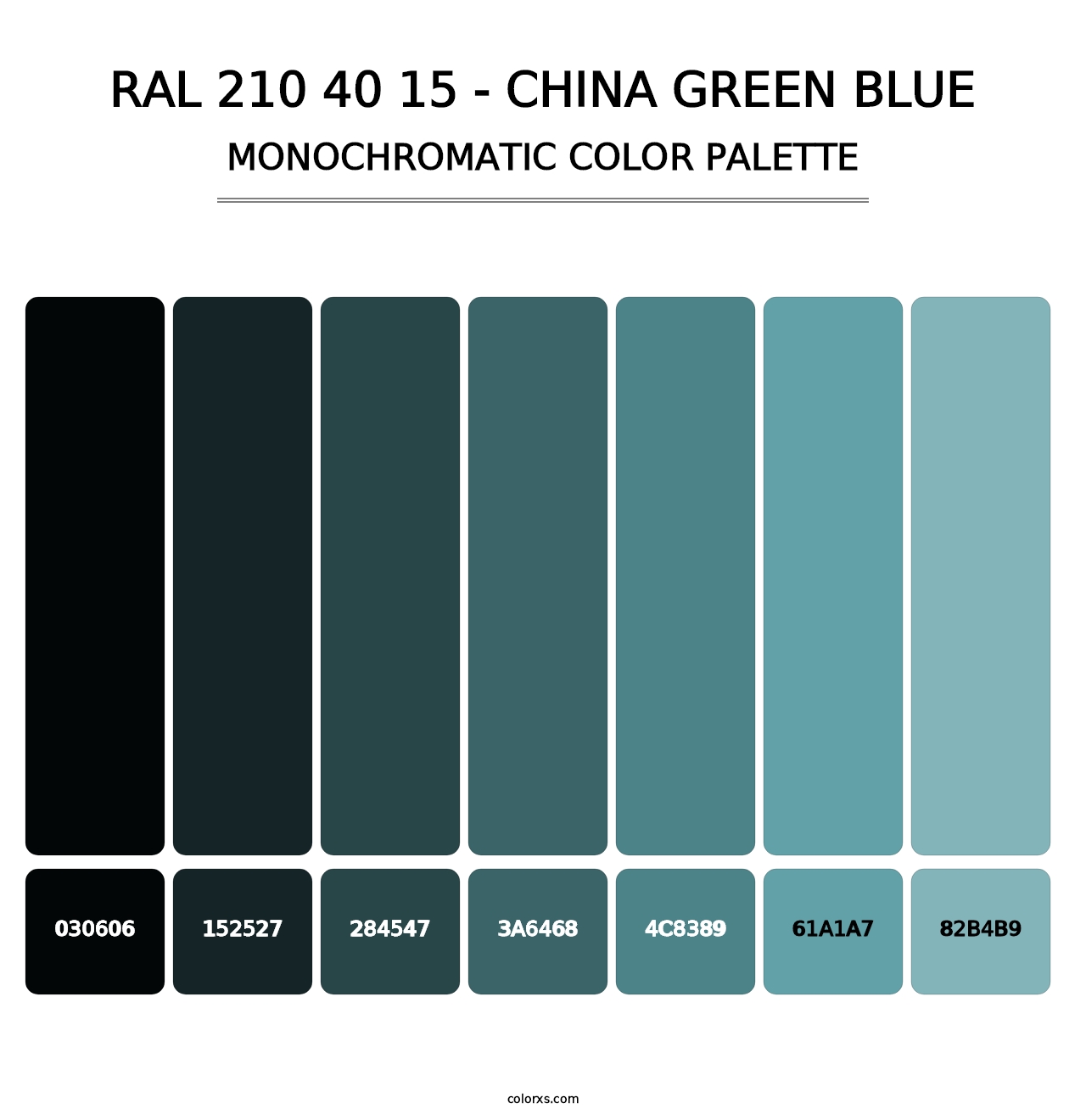 RAL 210 40 15 - China Green Blue - Monochromatic Color Palette