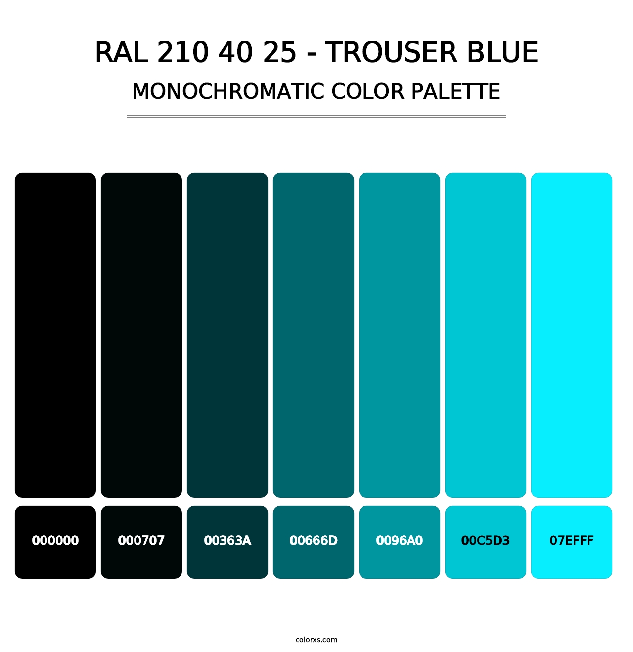 RAL 210 40 25 - Trouser Blue - Monochromatic Color Palette