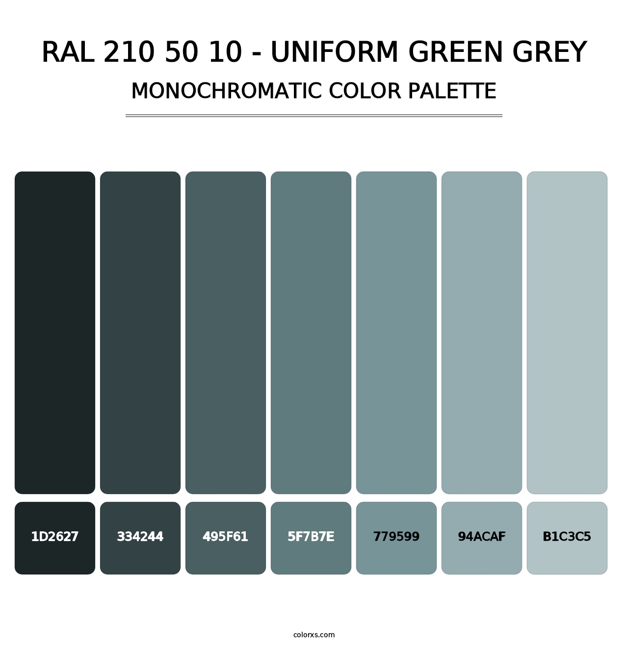 RAL 210 50 10 - Uniform Green Grey - Monochromatic Color Palette