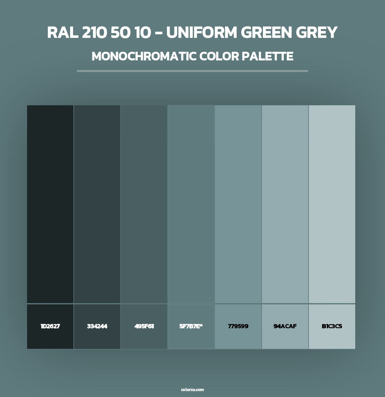 RAL 210 50 10 - Uniform Green Grey - Monochromatic Color Palette