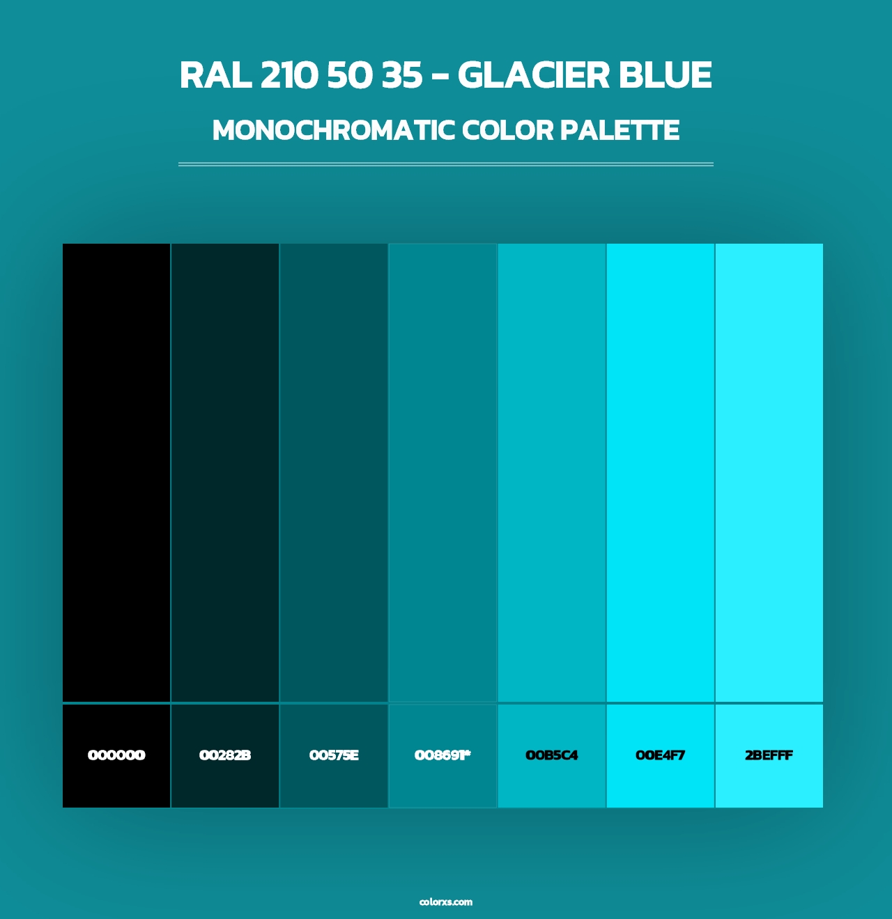 RAL 210 50 35 - Glacier Blue - Monochromatic Color Palette