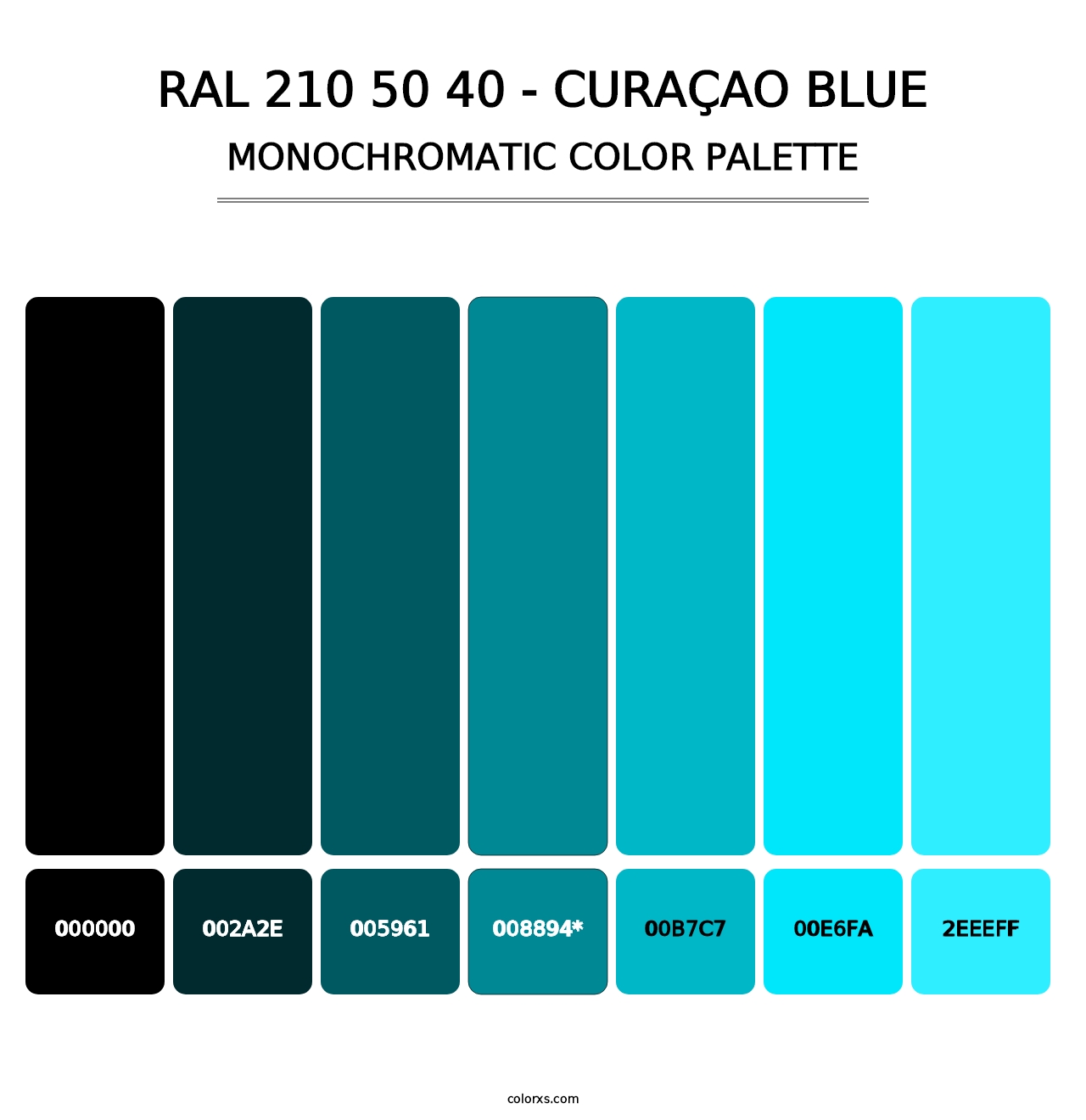 RAL 210 50 40 - Curaçao Blue - Monochromatic Color Palette