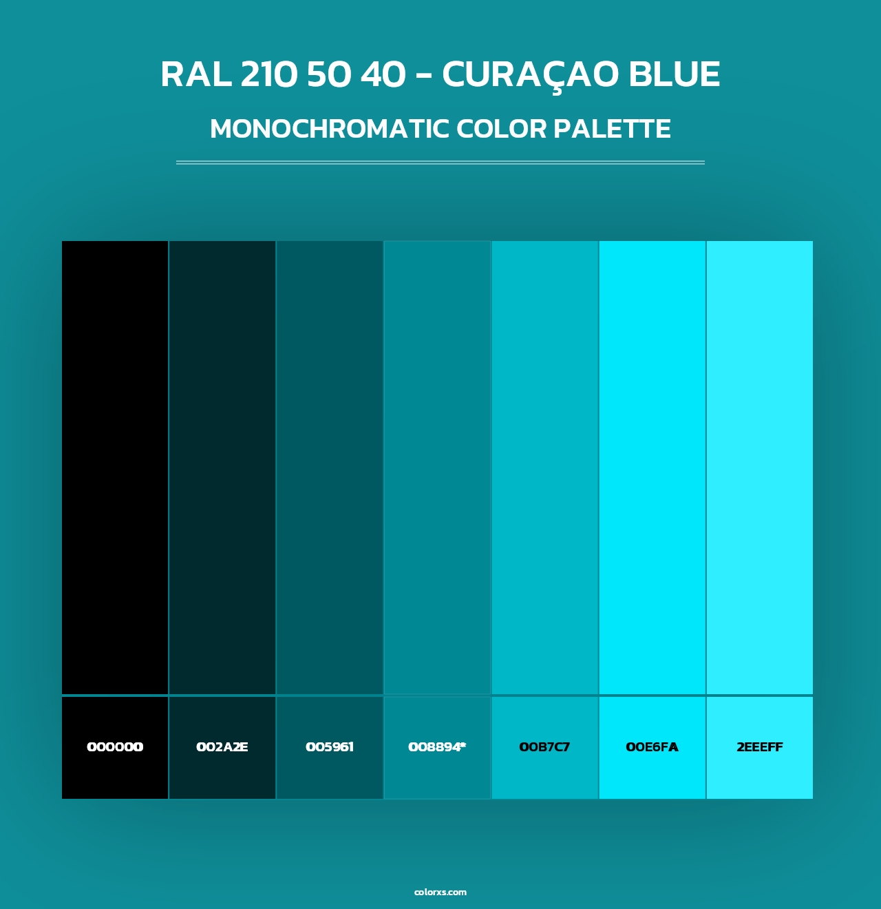 RAL 210 50 40 - Curaçao Blue - Monochromatic Color Palette