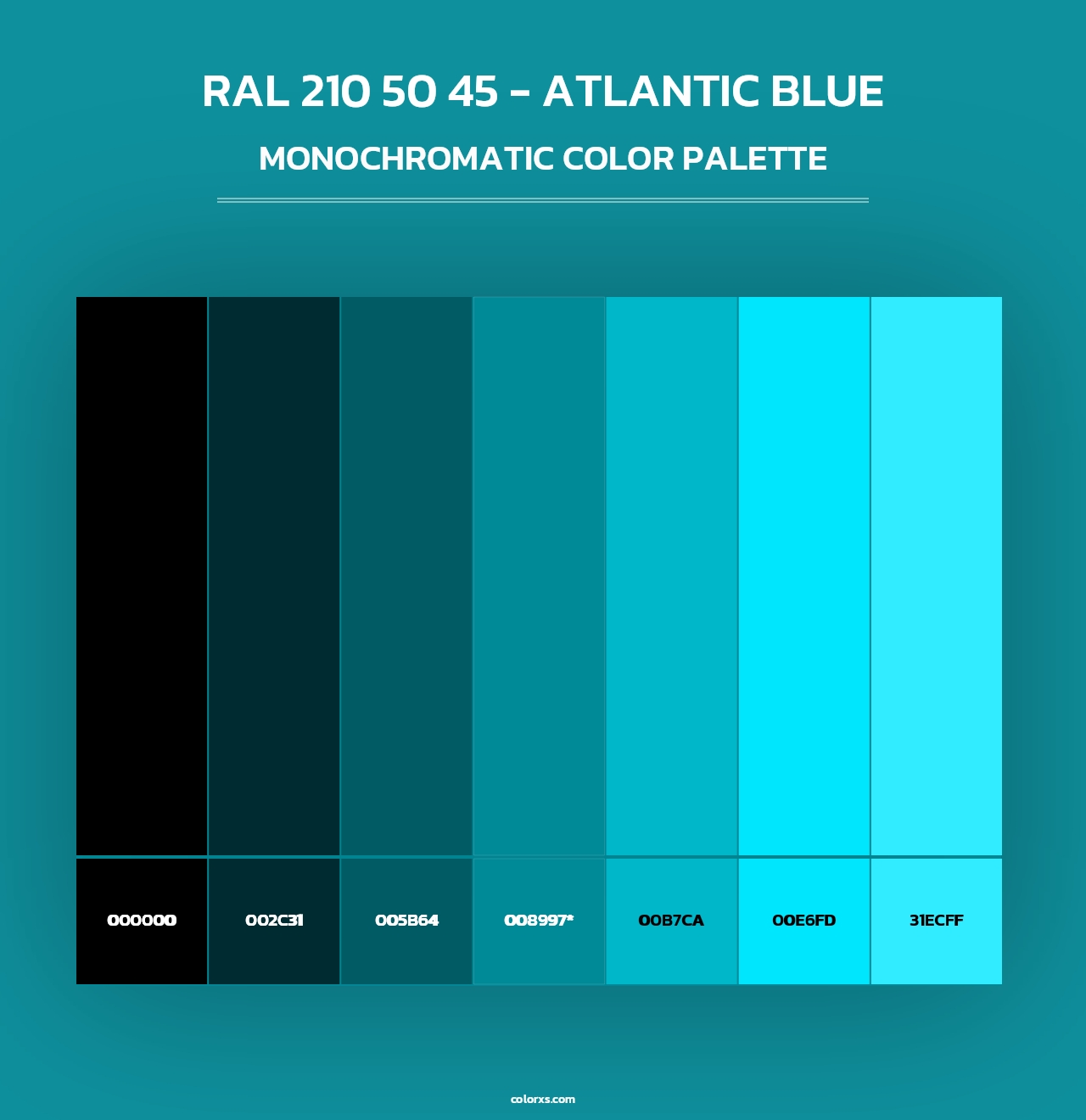 RAL 210 50 45 - Atlantic Blue - Monochromatic Color Palette