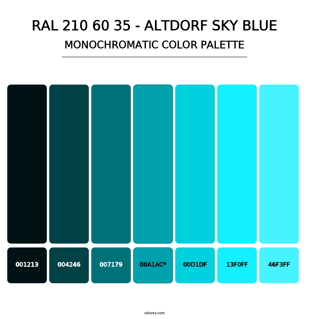 RAL 210 60 35 - Altdorf Sky Blue - Monochromatic Color Palette