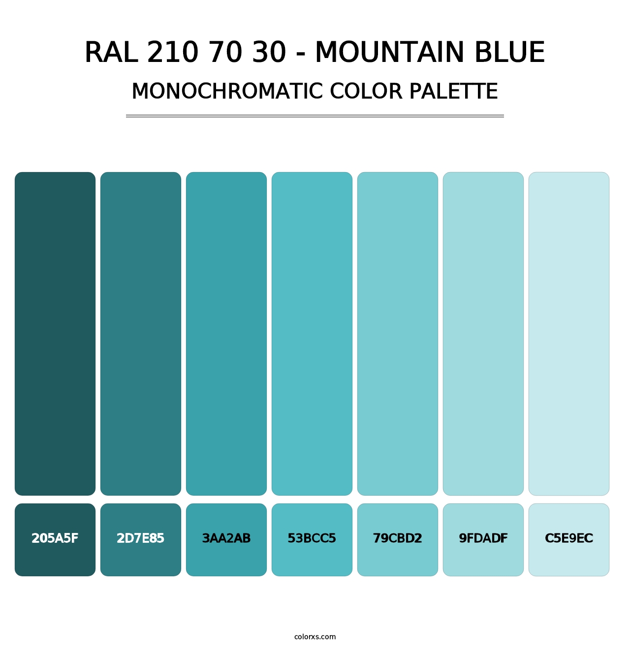 RAL 210 70 30 - Mountain Blue - Monochromatic Color Palette