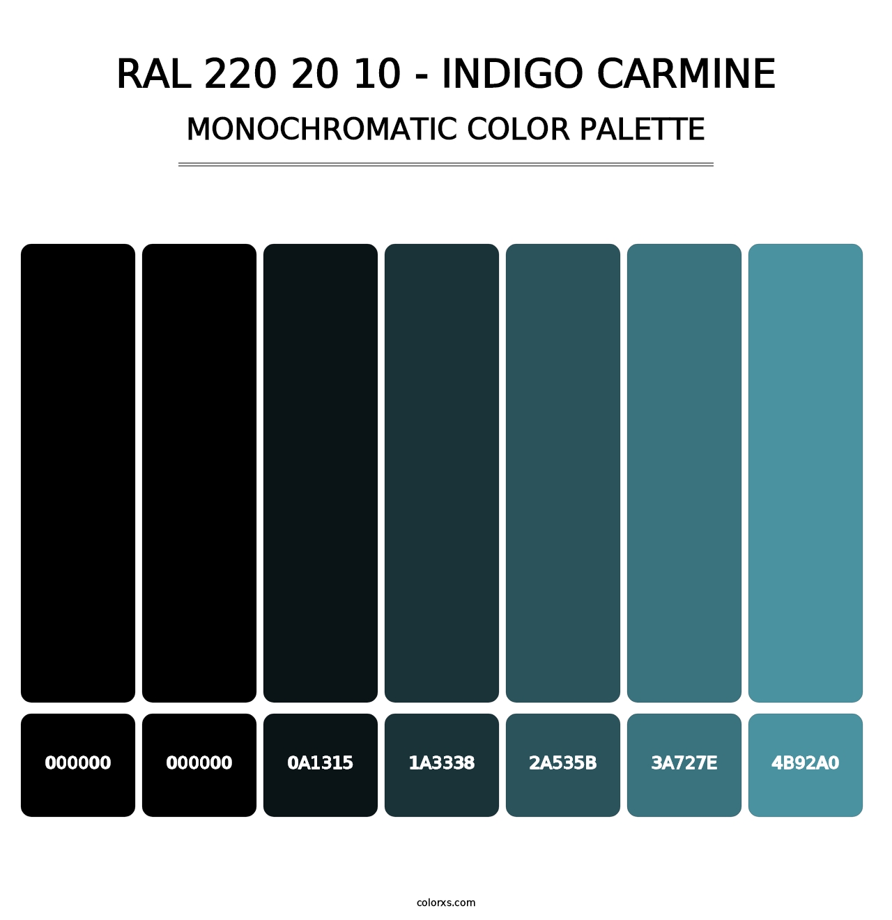 RAL 220 20 10 - Indigo Carmine - Monochromatic Color Palette