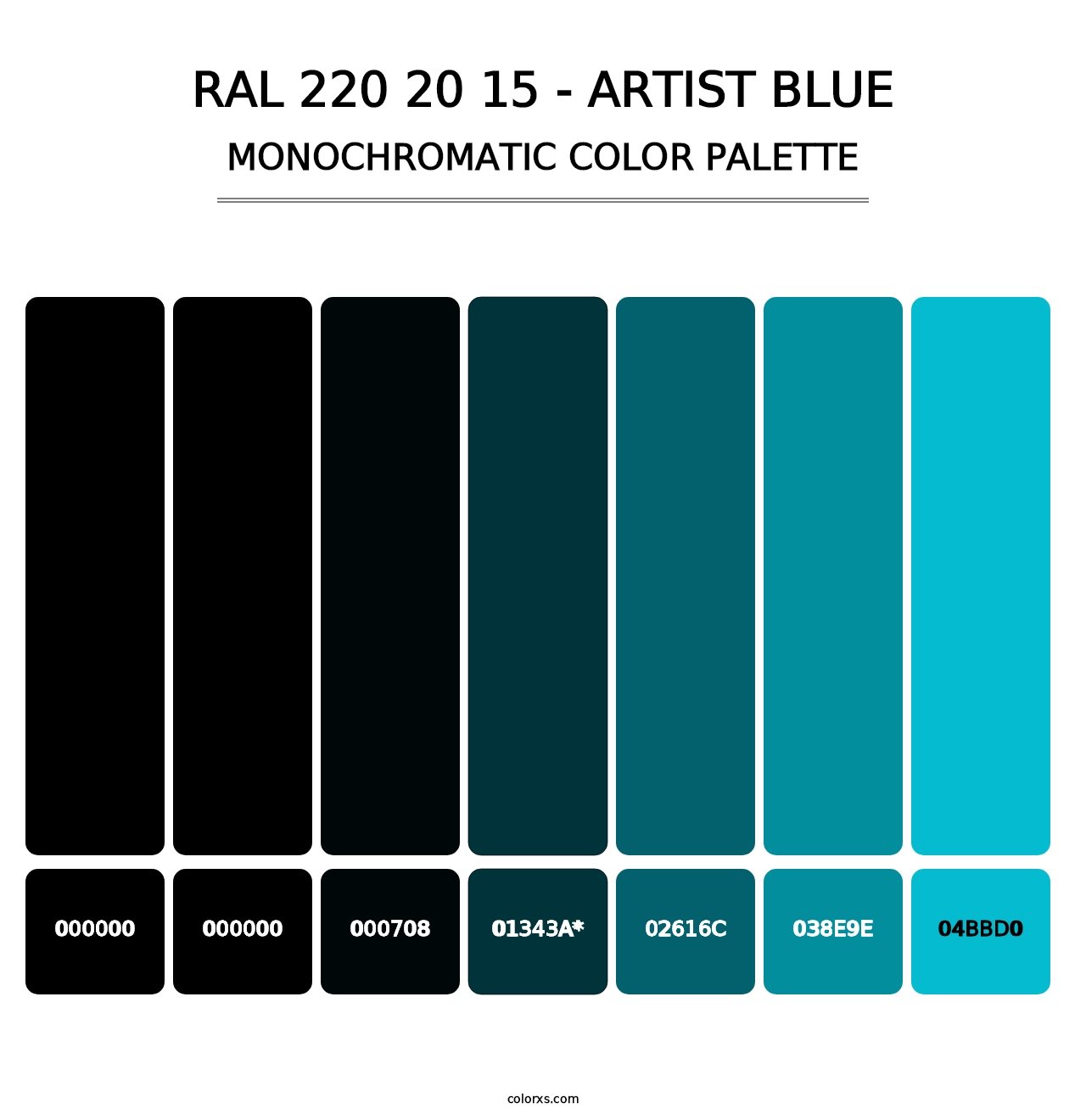 RAL 220 20 15 - Artist Blue - Monochromatic Color Palette