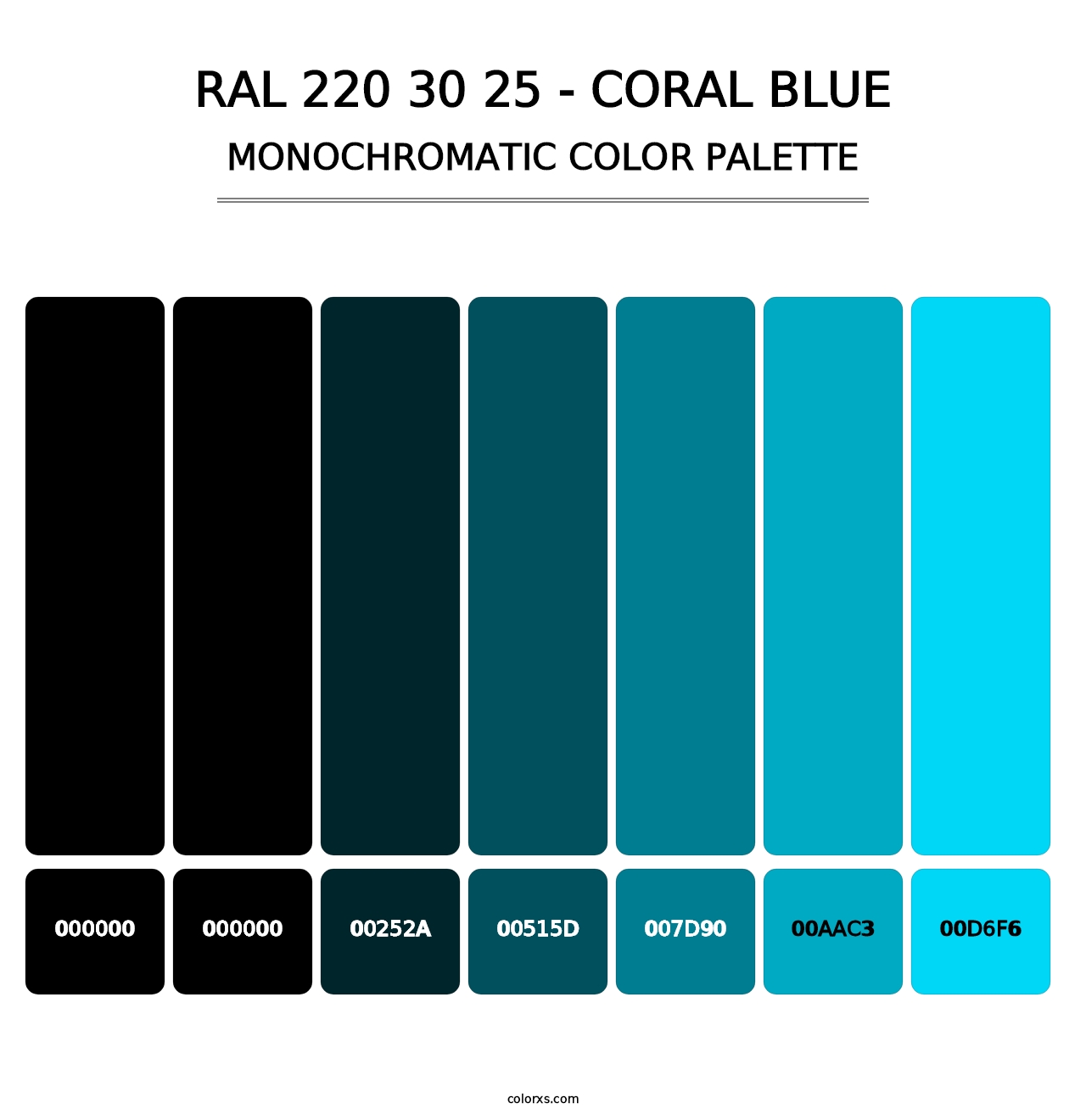 RAL 220 30 25 - Coral Blue - Monochromatic Color Palette