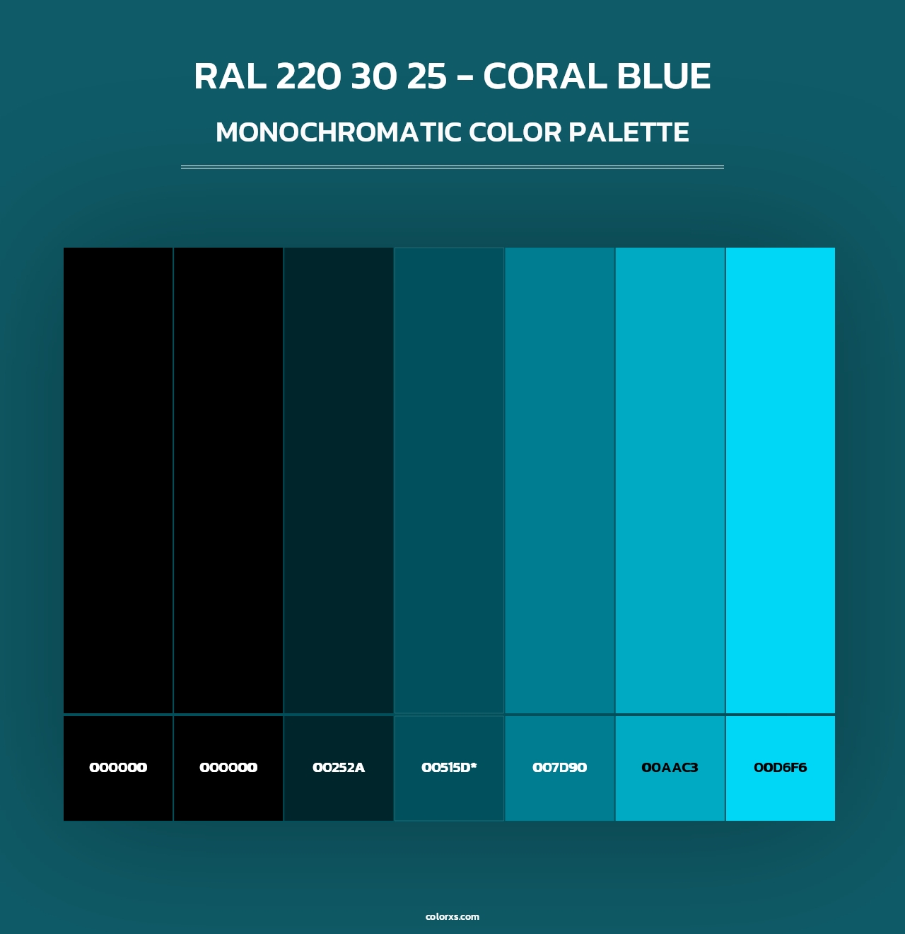 RAL 220 30 25 - Coral Blue - Monochromatic Color Palette
