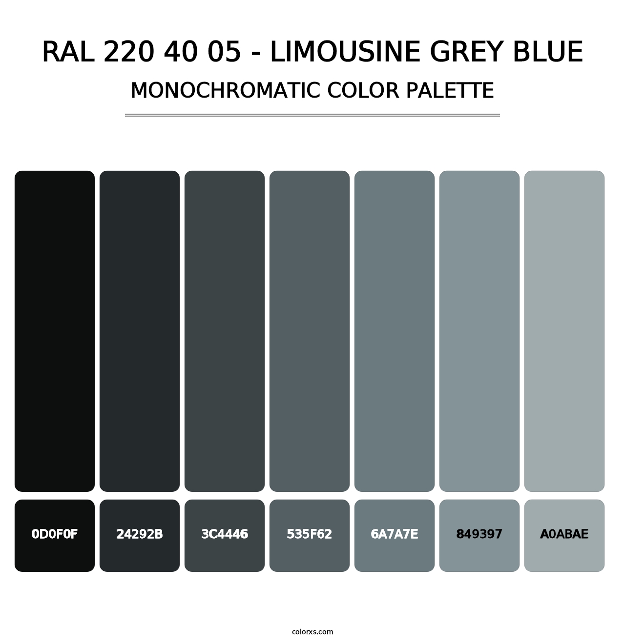 RAL 220 40 05 - Limousine Grey Blue - Monochromatic Color Palette