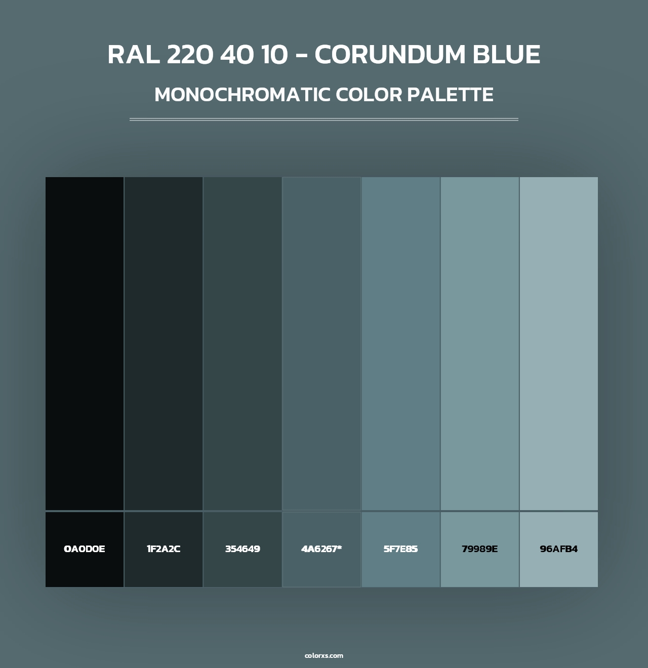 RAL 220 40 10 - Corundum Blue - Monochromatic Color Palette