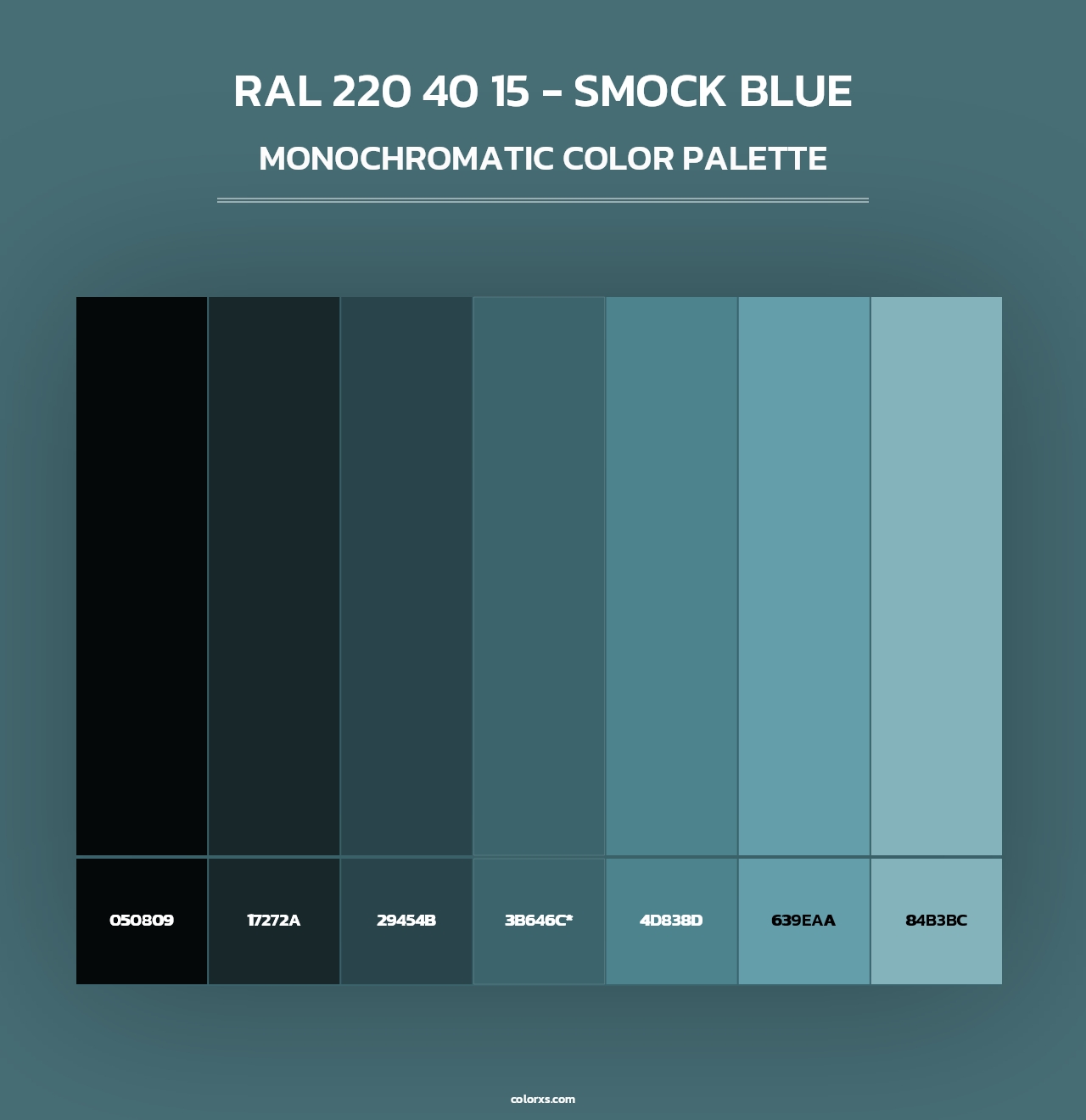 RAL 220 40 15 - Smock Blue - Monochromatic Color Palette
