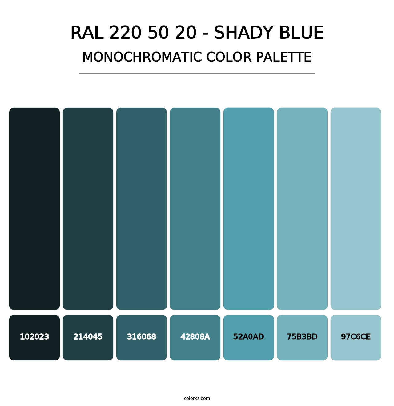 RAL 220 50 20 - Shady Blue - Monochromatic Color Palette