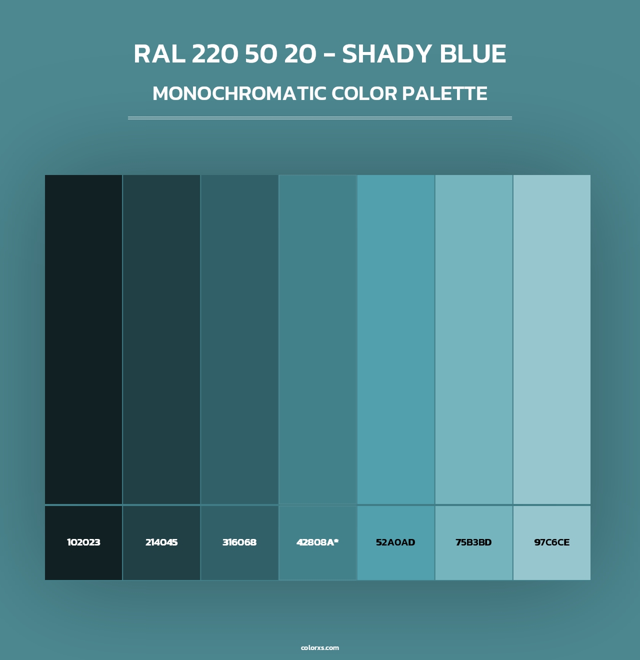 RAL 220 50 20 - Shady Blue - Monochromatic Color Palette