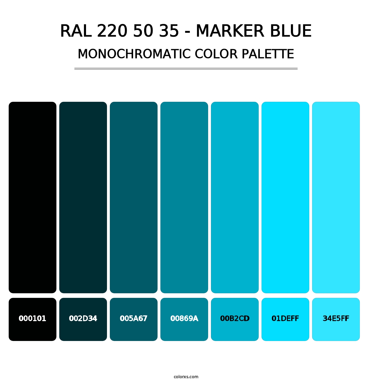 RAL 220 50 35 - Marker Blue - Monochromatic Color Palette