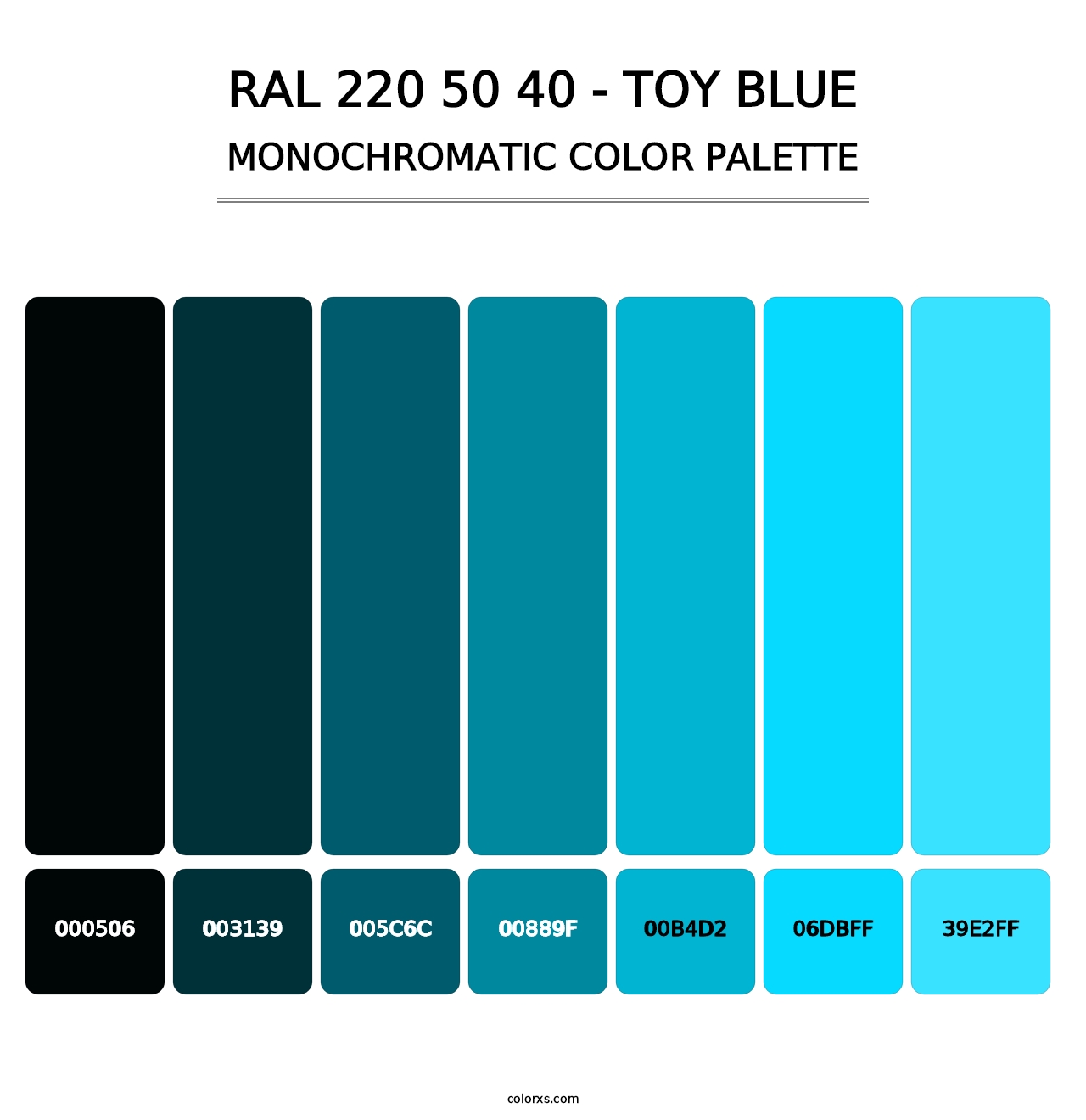 RAL 220 50 40 - Toy Blue - Monochromatic Color Palette