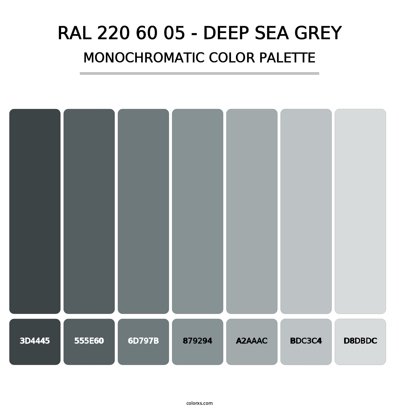 RAL 220 60 05 - Deep Sea Grey - Monochromatic Color Palette