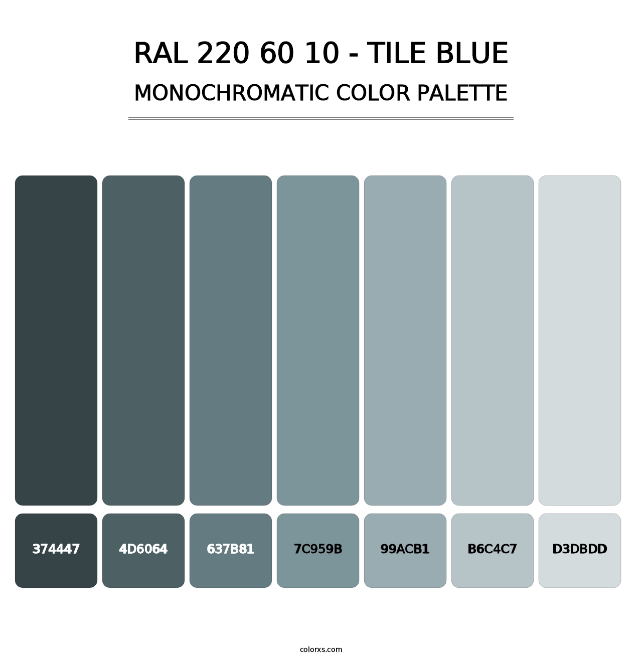 RAL 220 60 10 - Tile Blue - Monochromatic Color Palette