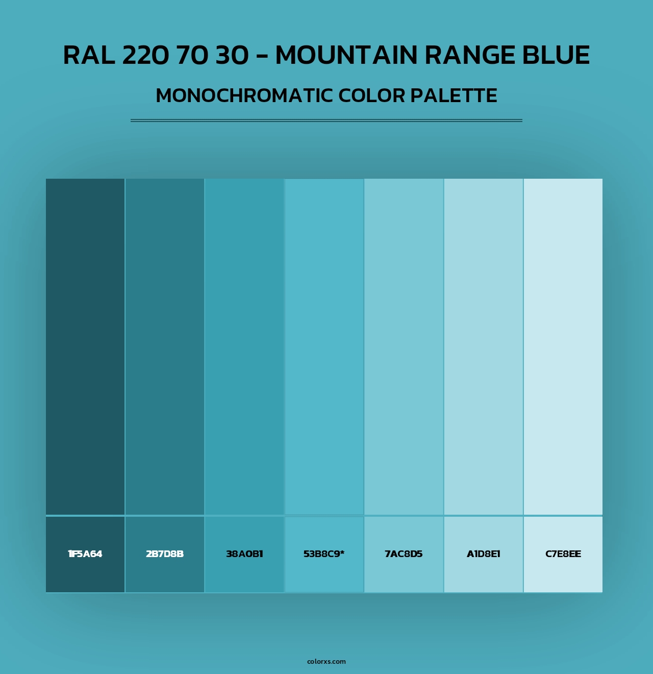 RAL 220 70 30 - Mountain Range Blue - Monochromatic Color Palette