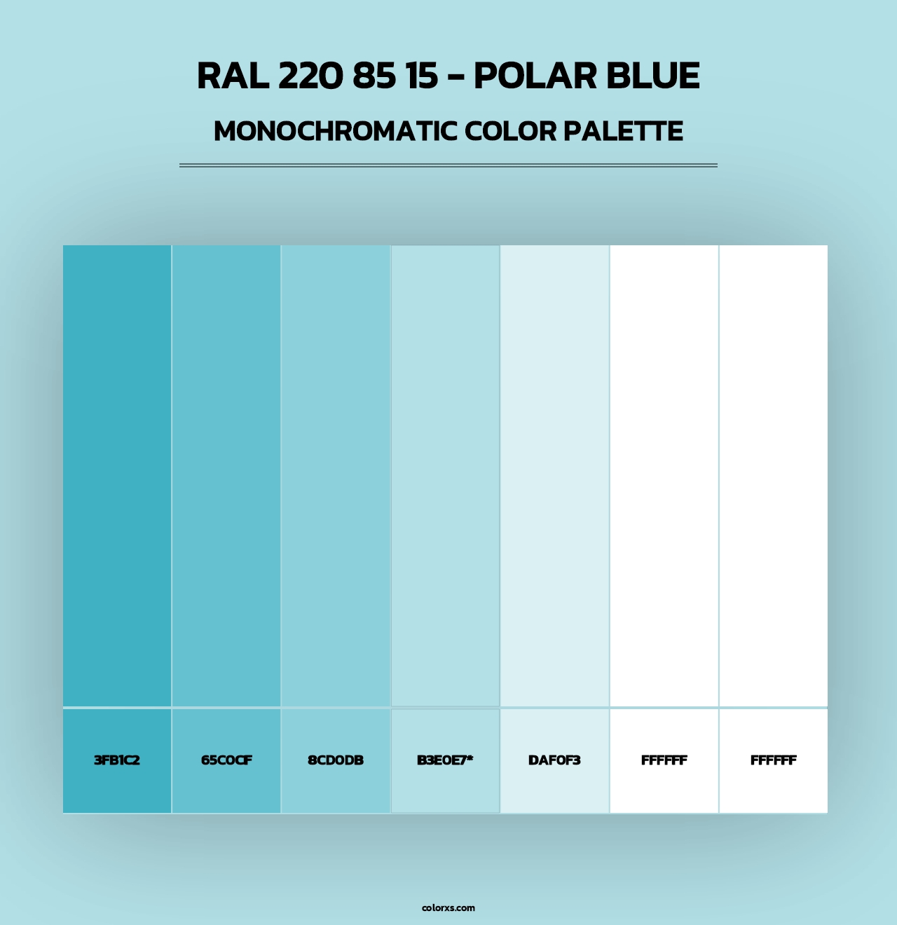 RAL 220 85 15 - Polar Blue - Monochromatic Color Palette
