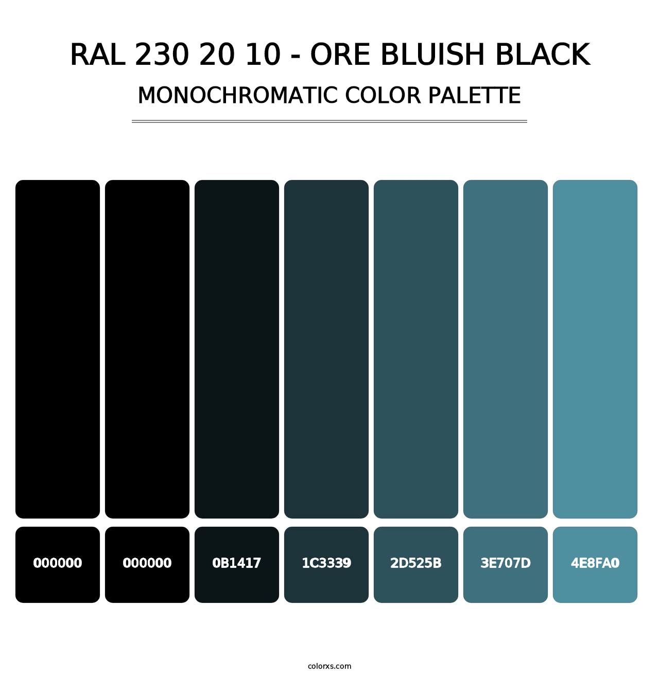 RAL 230 20 10 - Ore Bluish Black - Monochromatic Color Palette
