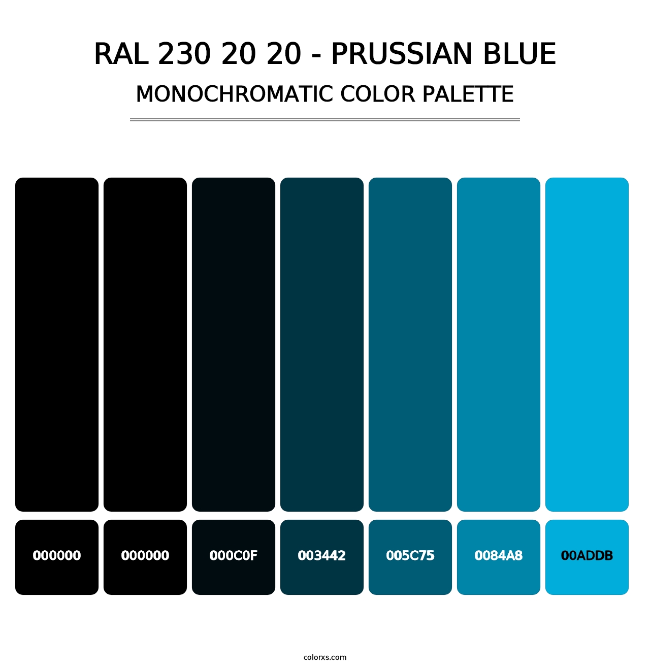 RAL 230 20 20 - Prussian Blue - Monochromatic Color Palette