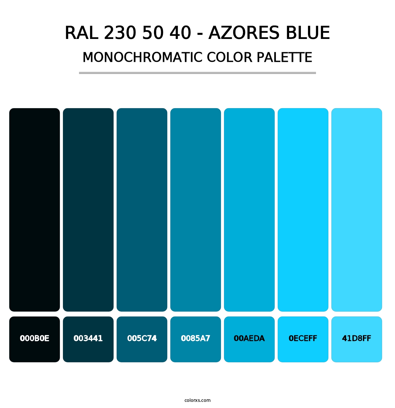 RAL 230 50 40 - Azores Blue - Monochromatic Color Palette