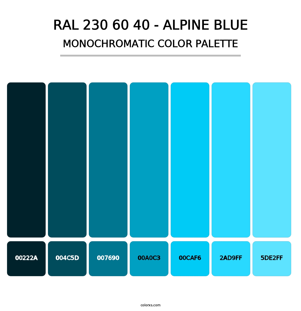 RAL 230 60 40 - Alpine Blue - Monochromatic Color Palette