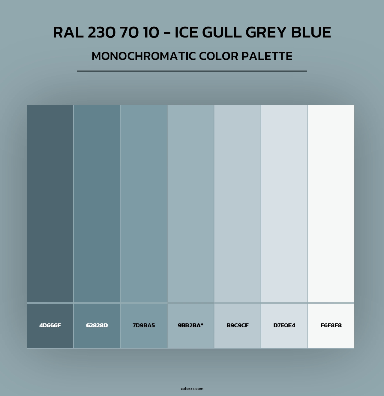RAL 230 70 10 - Ice Gull Grey Blue - Monochromatic Color Palette