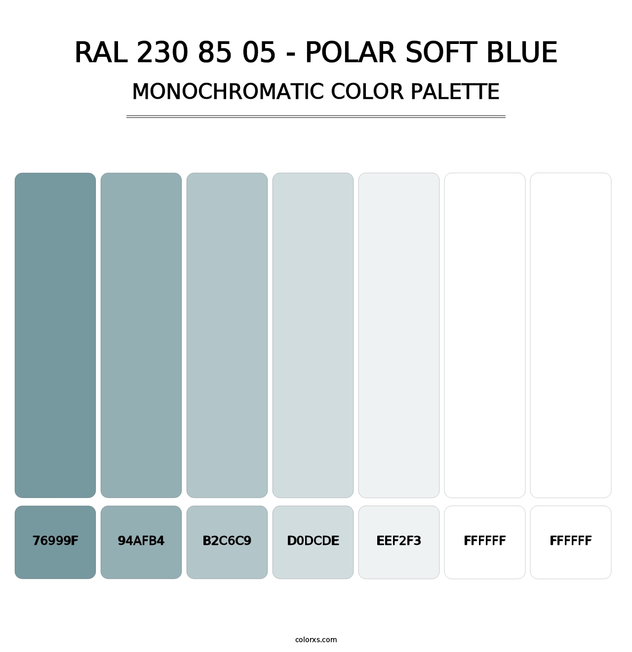 RAL 230 85 05 - Polar Soft Blue - Monochromatic Color Palette