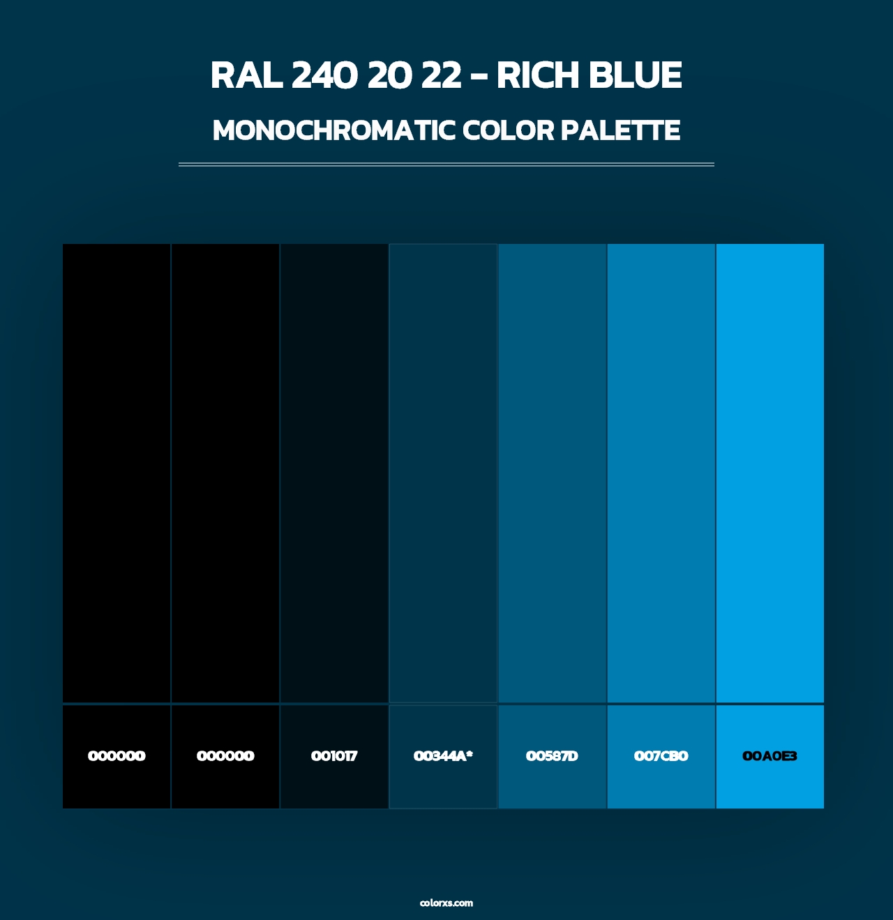 RAL 240 20 22 - Rich Blue - Monochromatic Color Palette