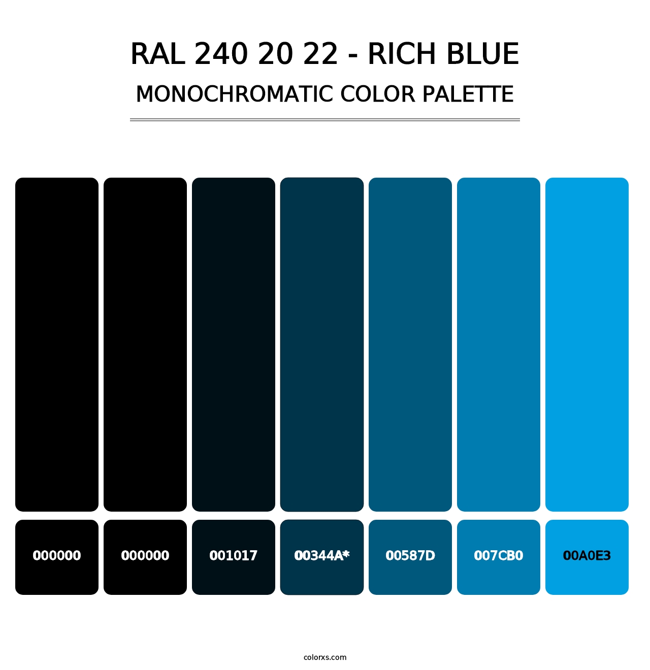 RAL 240 20 22 - Rich Blue - Monochromatic Color Palette
