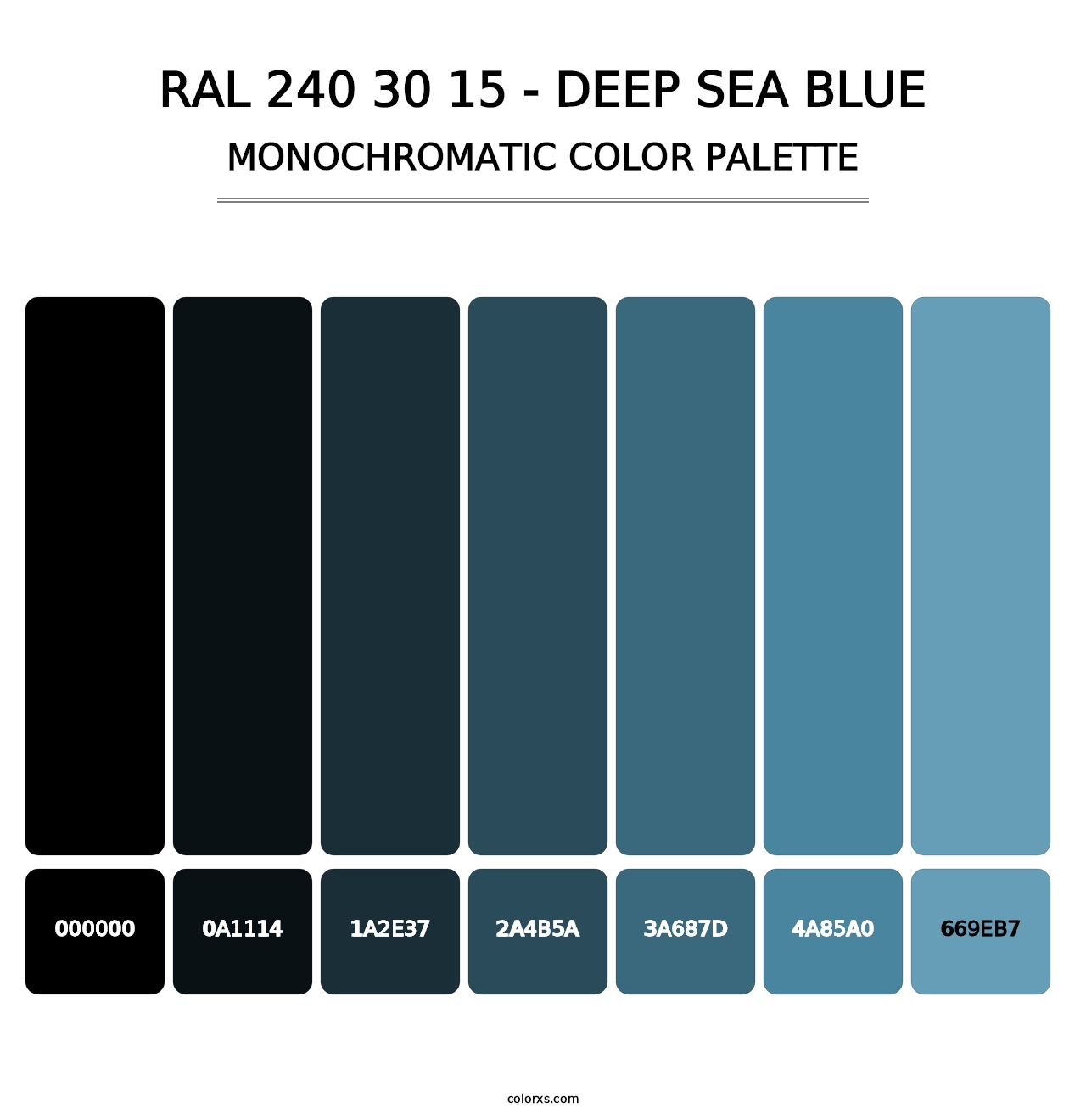 RAL 240 30 15 - Deep Sea Blue - Monochromatic Color Palette