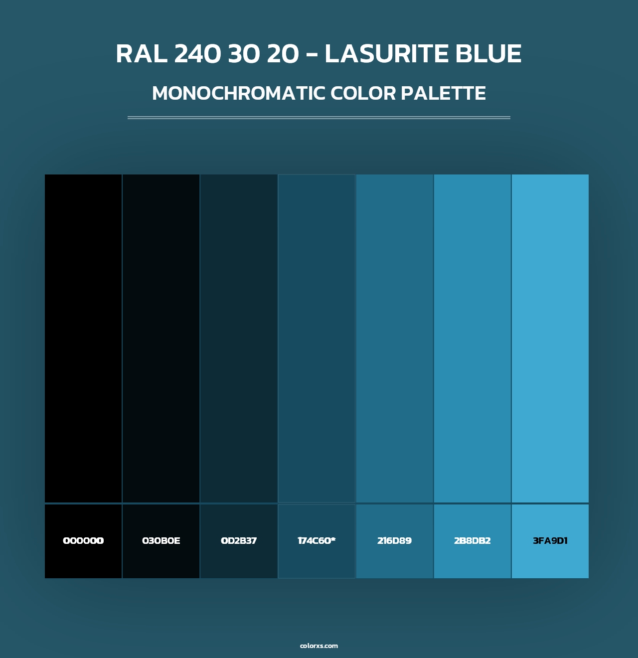 RAL 240 30 20 - Lasurite Blue - Monochromatic Color Palette